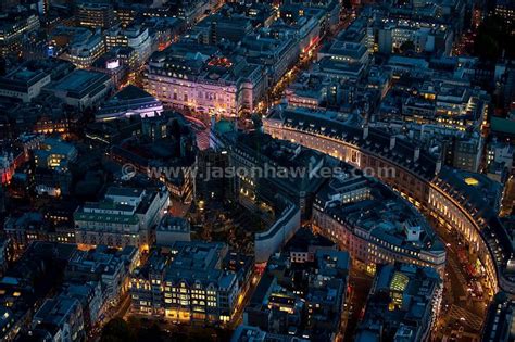 Aerial view of Piccadilly Circus at night, London | Aerial view ...