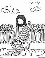 Jesus Feeds The 5000 Coloring Page sketch template
