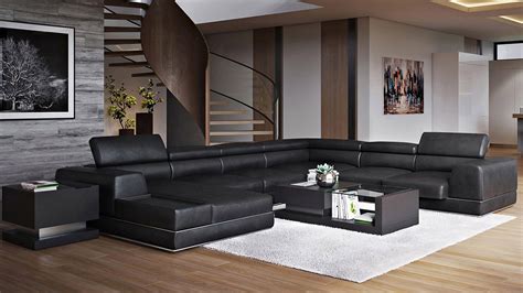 Wynn Sectional - Black | Leather sectional sofa, Leather sectional ...