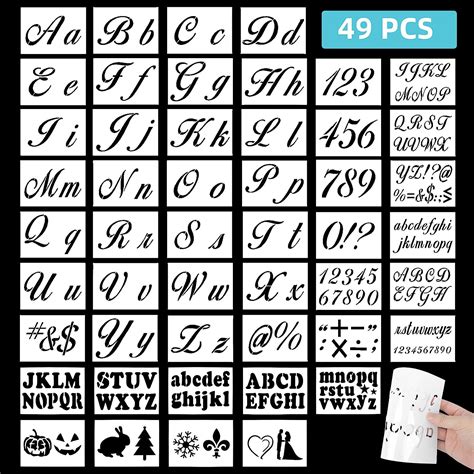 Buy 49PCS Letter Stencils for Painting on Wood - Cursive Letter and ...