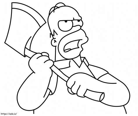 Homer Simpson With Axe coloring page