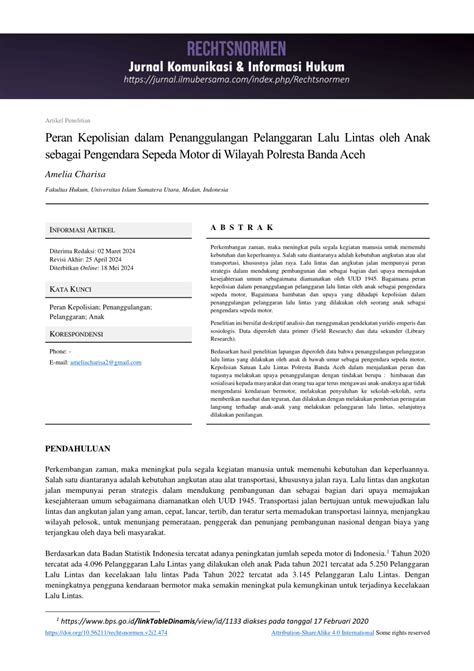 (PDF) Peran Kepolisian dalam Penanggulangan Pelanggaran Lalu Lintas ...