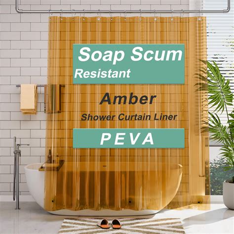 AmazerBath Shower Curtain Liner, 72x72 Transparent Amber Shower Curtain ...