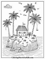 Tropical Island Coloring Page sketch template