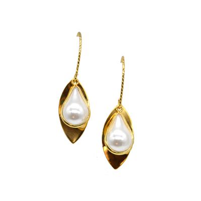 Pearl Elipse gold Earrings - Earrings