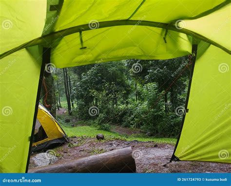 Camping in rainy season stock image. Image of grass - 261724793