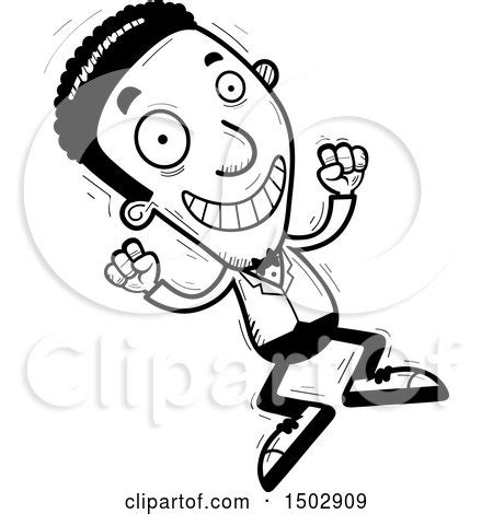 Clipart of a Black and White Jumping African American Man in a Tuxedo - Royalty Free Vector ...