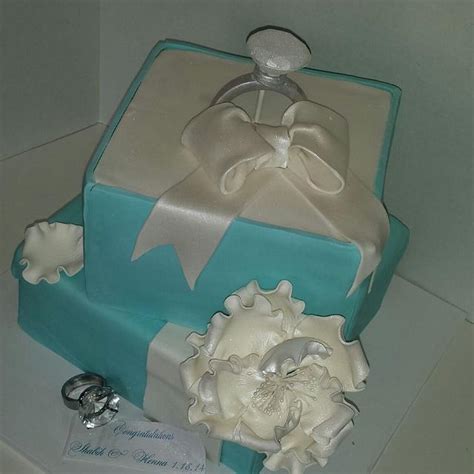 Tiffany Engagement Ring Box Cake - Decorated Cake by - CakesDecor