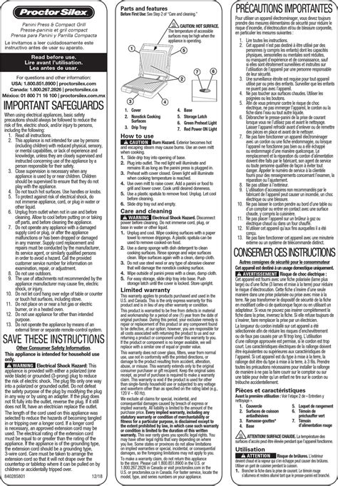 PROCTOR-SILEX 25440 QUICK START MANUAL Pdf Download | ManualsLib