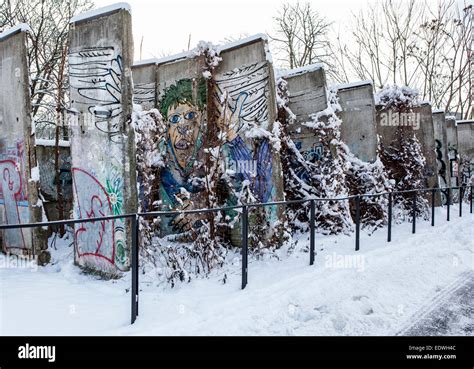 Slabs of wall covered in graffiti at the Berlin Wall Memorial after ...