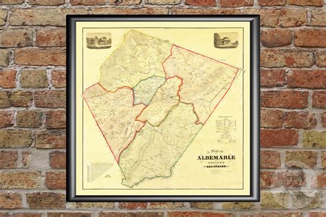 Vintage Albemarle County Map 1875 Old Map of Albemarle | Etsy