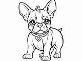 Sweet And Simple French Bulldog Coloring For Kids  Page sketch template