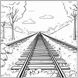 Railroad Tracks Coloring Page PNG Vector PSD And Clipart With  sketch template