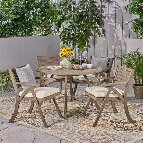 Round Outdoor Dining Sets For 4 ~ Captiva Acacia 6pc | Boditewasuch