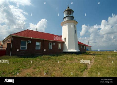 Lighthouse, Zmiinyi Island, Snake Island, Black Sea, Odessa, Ukraine ...