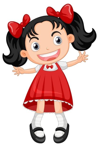 Free Vector | Little cute girl in red dress