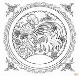 Rooster With Petrykivka Painting Design coloring Page  Free Printable sketch template