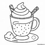 Charming Hot Chocolate With Whipped Cream Coloring Page  sketch template