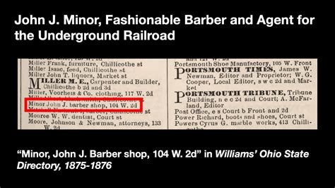 John J. Minor's Barbershop and "New Light" on the Underground Railroad - Recovering the History ...