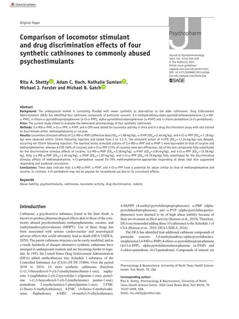 (PDF) Comparison of locomotor stimulant and drug discrimination effects ...