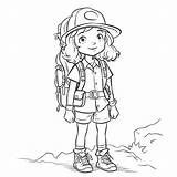 Hiking Coloring Pages Drawing Hiker Clip Summer Template Hikers  sketch template