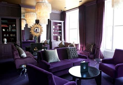 Purple Monochromatic color scheme in this royal purple living room ...