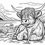 Highland Cow Coloring Book For Kids And Adults 20 Pages  Digital sketch template