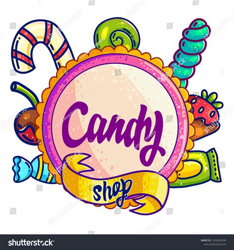 Candy Shop Hand Drawn Vector Logo Stock Vector (Royalty Free ...