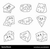 Cute Kawaii cheese coloring page Royalty Free Vector Image sketch template