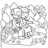 Park Bench Coloring Page sketch template