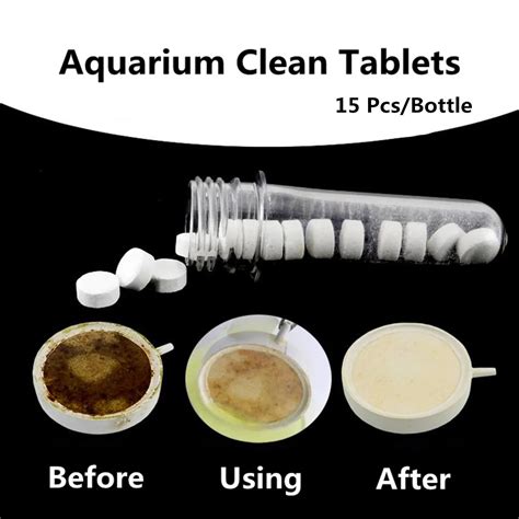 15PCS Aquarium Clean Tablets Fish Tank Water Cleaner Air Diffuser Disinfection Stimulates Plant ...