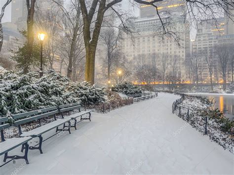 Central Park, New York City snow storm — Stock Photo © johnanderson ...