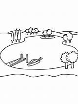 Lake Coloring Nature Beautiful Pages Crater Printable Drawing  sketch template