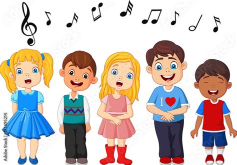 Cartoon group of children singing in the school choir Stock Vector | Adobe Stock