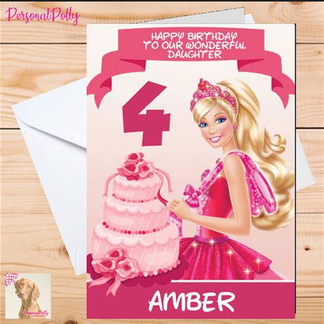 Personalised Barbie Card Birthday Inspired Any Name Age Pretty | Etsy