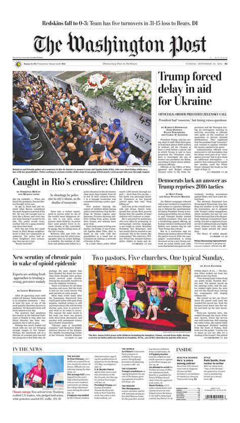 The Washington Post 24 sept 2019 | The washington post, Newspaper front pages, Newspaper