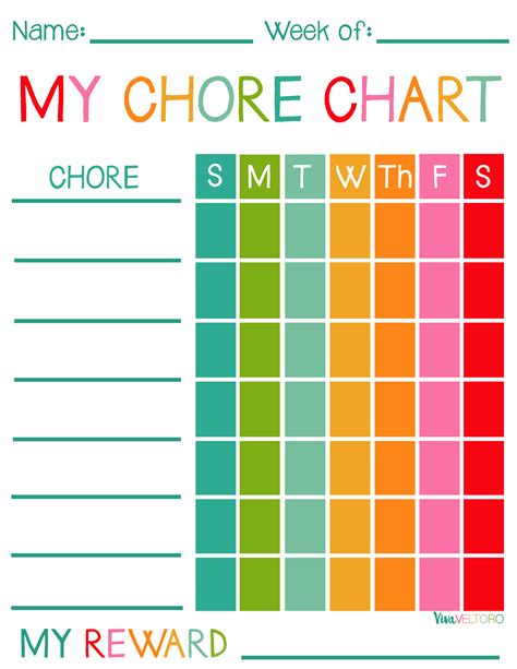 Free Printable Chore Charts for Kids! - Viva Veltoro