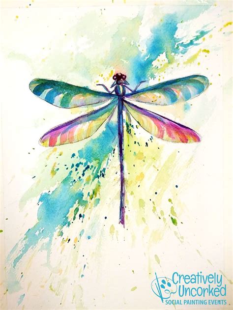 Dragonfly in Watercolor 6/3/2020 | Creatively Uncorked | Dragonfly painting, Watercolor ...