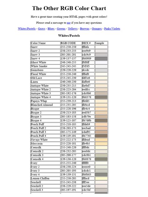 The Other RGB Color Chart | PDF | Cascading Style Sheets | Visual ...