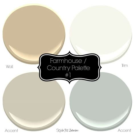 Farmhouse or country style paint palette ideas with Sherwin williams colours