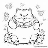 Cute Fat Cat Coloring Pages  Free & Printable sketch template