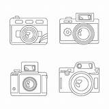 Premium Vector  Childrens coloring With cameras Line camera sketch template
