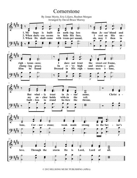 Cornerstone (arr. David Bruce Murray) by Hillsong LIVE Sheet Music for ...