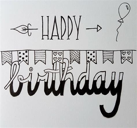 Happy Birthday Lettering Drawing