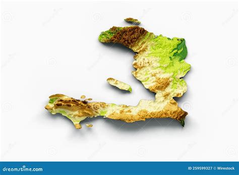 Haiti Map Shaded Relief Color Height Map on White Background 3d Illustration Stock Illustration ...