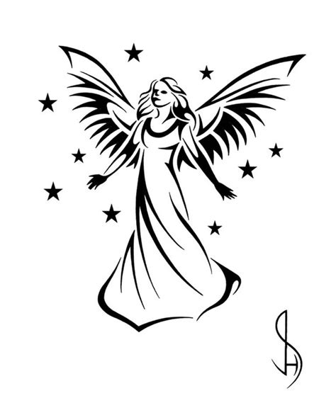 Simple Angel Tattoo Sketch - ClipArt Best