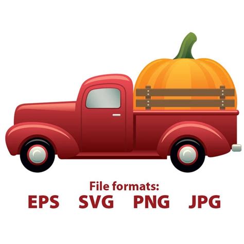 Pumpkin Truck Clipart Digital Vector SVG png jpg Vector | Etsy