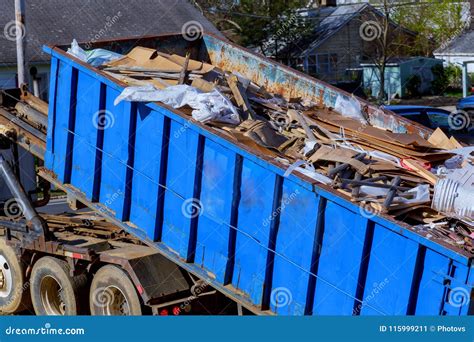 Recycling Garbage Collector Truck Loading Waste and Removable Container ...