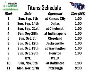 Titans Schedule | Tennessee Titans Schedule