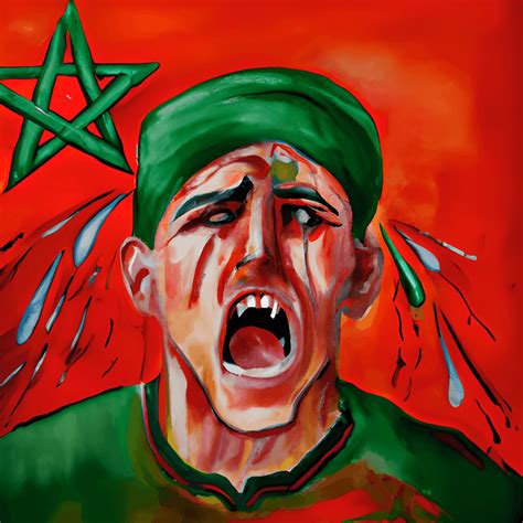 Raymond Swanley Man Cry Brushstrokes Morocco Flag Background Detailed Watercolor · Creative Fabrica